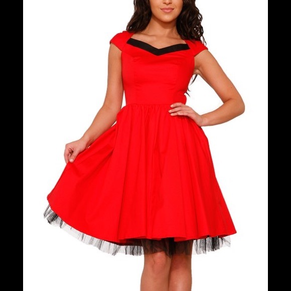 Red & Black Chiffon-Trim Sweetheart Dress L US 10